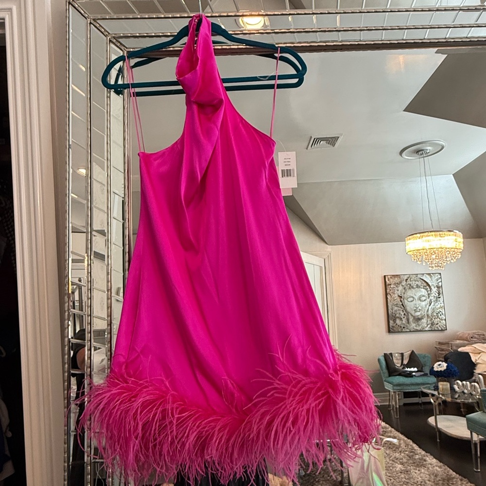 Amanda Uprichard Pink Feather Mini Dress - Picture 7 of 9